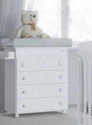 Комод в детскую Micuna Valentina пеленальный B-970 white матрасик stars grey