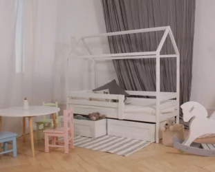 Кровать-домик RooRoom кд-3Р с ящиками Розовый