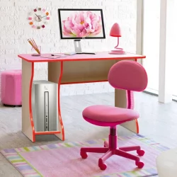 Стол компьютерный Юниор-11.3 Дуб молочный/Ярко-розовый