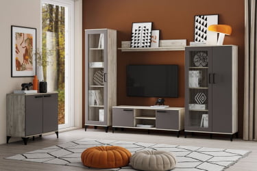 Комплект мебели для гостиной Марсель №1 Софт Графит Дуб Крафт серый