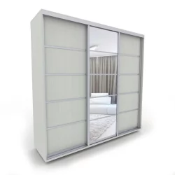 Шкаф-купе трехстворчатый с зеркалом Акцент-Квадро Д 2100х600 Выбеленное дерево