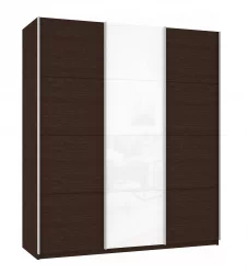 Шкаф-купе трехдверный Прайм 2100 ДСП/Белое стекло/ДСП Венге