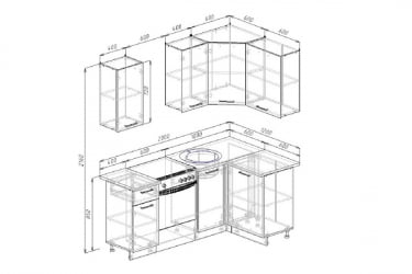 Гарнитур кухонный угловой 2000 Графика 2000х1200