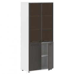 Шкаф комбинированный  с дверьми в металлической раме ЕДИС ЕХCС 85.7 Мокко Мокко Белый / EDIS EHCS