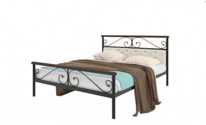 Кровать с мягким изголовьем Эсмеральда plus мягкая 1200х1900 Черная