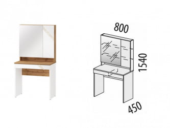 Туалетный столик (лев/прав) Монако 903.30 Дуб Вотан / Белый шпон / Альпийский белый
