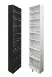 Распашной шкаф в гостиную в черном глянцевом стекле Драйв Шелф (правый) Беленый дуб