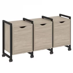 Тумба на колесных опорах наборная. Вариант №5 LOFT VR.L-TN-5.K Металл черный Дуб Аттик