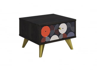 Тумба прикроватная Фьюжн ТМ-004 АРТ Угольный камень/VINIL