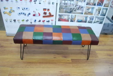 Банкетка Лейд 1200x400 натуральная кожа пэчворк