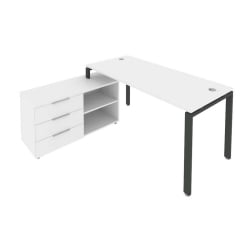 Рабочая станция на П-образном м/к с опорной тумбой левая Metal System Б.РС-СТС-2.4 Л Белый/Антрацит