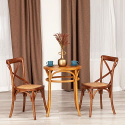 Круглый стол из дерева THONET (mod.T9151) дерево вяз, 60х75 см, Груша (№3)