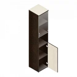 Шкаф для документов узкий с прозрачными стеклами Р.П-4СБ Венге