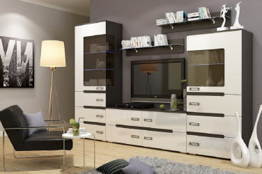 Гостиная Виго со шкафом Венге Белый глянец