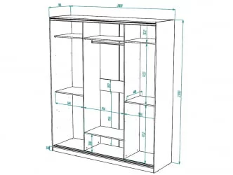 Шкаф-купе 3-х дверный Виктория 2000х584х2300, Дуб сонома светлый 20ДЗЗЗДЗЗЗДЗЗЗ-ЯЯПП-Дсс 310-3324