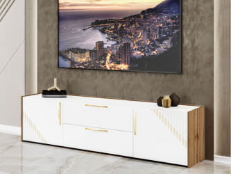 ТВ-тумба Монако 606.03 Дуб Вотан / Белый шпон/ Альпийский белый