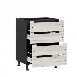 Тумба кухонная 600 с 2 ящиками ЛЮКС (4) Винченца ЛД 234.900.000.063 Тип 2 Черный Дуб Крафт белый