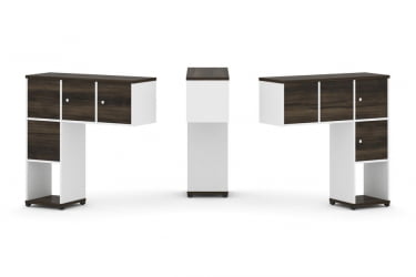 Надставка на стол низкая двухсторонняя + задняя стенка (4 шт.) + распашной фасад (4 шт.) CONCEPT CN.DNN-002 Дуб Мали Белый бриллиант Черный металл