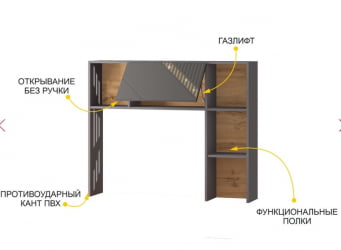 Надстройка (лев/прав) Монако 902.25 Дуб Вотан Оникс Графит
