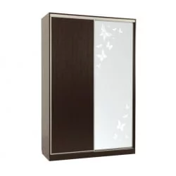 Шкаф-купе с пескоструйной печатью Гранд 1-600 бабочки Венге