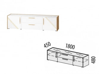 ТВ-тумба Монако 606.03 Дуб Вотан / Белый шпон/ Альпийский белый