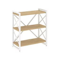 Стеллаж на регулируемых опорах - 3 полки LOFT VR.L-MST.O-3.8 Металл белый Тиквуд светлый