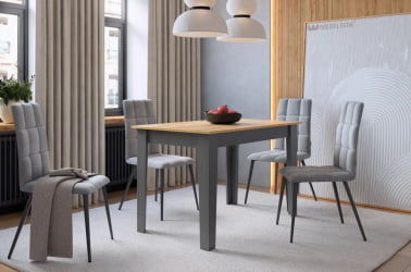 Раздвижной стол Цезарь дуб крафт золотой/графит