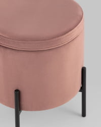 Пуф Грейс с ящиком велюр Пыльно-розовый