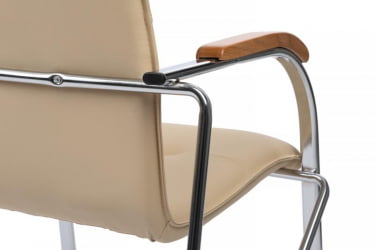 Стул Самба с деревянными подлокотниками СМБ-02Х Хром гальв. Бежевый / SMB-02H