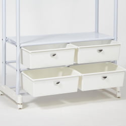 Вешалка с обувницей NY-3297 металл, 76-130*43*109-165см, хром/белый