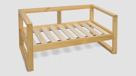 Диван с деревянными ножками двухместный DEmoku Д-2 бежевый_темный дуб