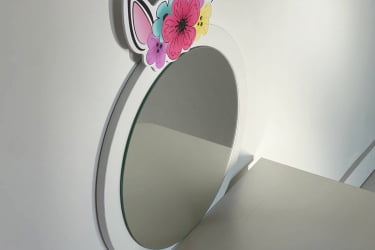 Детский стол Единорожка MK-0020 Белое дерево/белый (плюш)