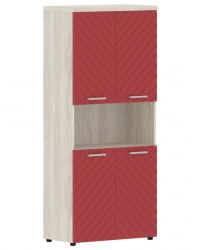 Шкаф с 2-мя комплектами глухих малых дверей и топом Torr LUX TLHC 85.4 Сосна Эдмонд Красный
