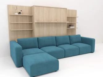 Диван кровать трансформер Смарт 1 П+КД+П+Пуф 1400 Белая шагрень