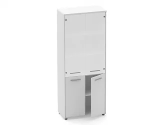 Шкаф 4 широкий верх стеклянные двери, низ закрытый Дека 10.19.171 Белый / Deka