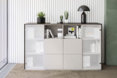 Шкаф средний с ящиками Atlas NZ-0326.BT.GS Бренсон Трюфель Серый камень