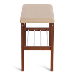 Банкетка BERYL дерево / экокожа, 67*31*49 см, темный орех/бежевый