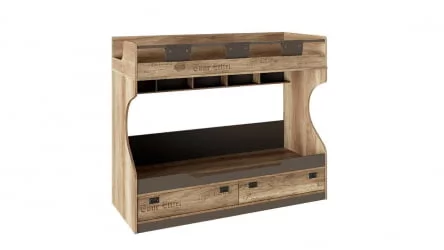 Кровать 2х ярусная Пилигрим ТД-276.11.01 Дуб каньон светлый/Серый