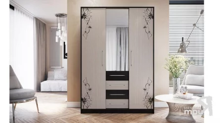 Шкаф Бостон Венге Цаво/Дуб Белфорт с рисунком