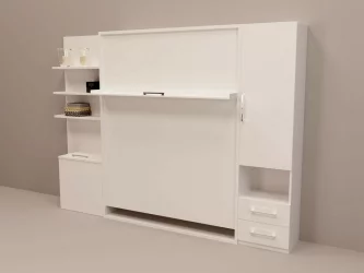 Кровать-трансформер Смарт 1 с полками 1400 правый Ясень шимо темный