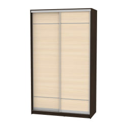 Черный шкаф-купе B-220х135х60-3(Венге-ДМ-D7D7)