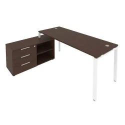Рабочая станция на П-образном м/к с опорной тумбой левая Метал Сйстем БП.РС-СТС-2.5 Л Венге/Белый / Metal System