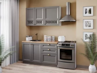 Тумба кухонная 800 с 2 ящиками ЛЮКС (4) Амели-3 ЛД 299.920.000.069 Белый Оникс серый