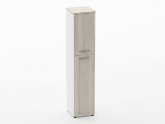 Шкаф 4 узкий закрытый Дека 10.19.14Л Дуб Сантана светлый/Белый / Deka