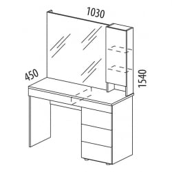 Туалетный столик (лев/прав) Монако 903.06 Дуб Вотан / Белый шпон / Альпийский белый
