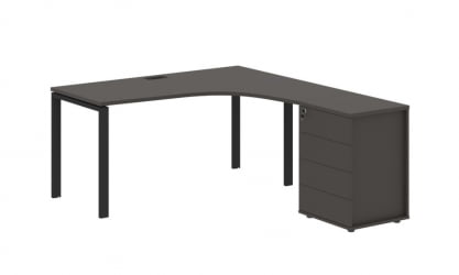 Стол эргономичный с тумбой правый ЕДИС ЕУCЕТ 1518 Р Мокко Черный / EDIS EUCET R