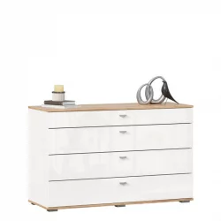 Комод 1200 с 4 ящиками и зеркалом Фиджи 011 Дуб Золотой Белый