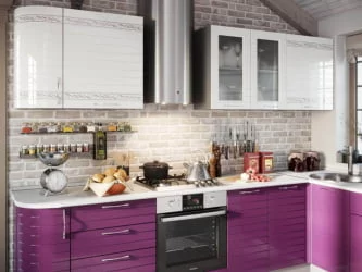 Кухонный гарнитур угловой Анастасия №10 Белый Ежевика