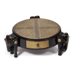 Столик Secret De Maison 3 SLONA ( mod. ND-005) дерево манго/латунная чеканка, Dia 48. В 19 см, этническая роспись