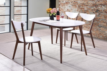 Стол обеденный MAX (Макс) основание бук, столешница мдф, 140 х 80 х 75см, Белый + Коричневый